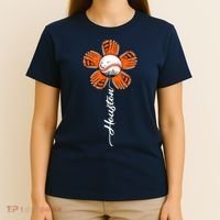 Houston Baseball Souvenir Colorful Flower Tee I Love Houston Women T-Shirt thumb 4