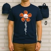 Houston Baseball Souvenir Colorful Flower Tee I Love Houston Women T-Shirt thumb 6