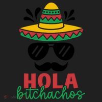 Hola Bitchachos Sombrero Sunglasses And Mustache Cinco De Mayo Mexico Vacation Women's Sweatshirt thumb 2