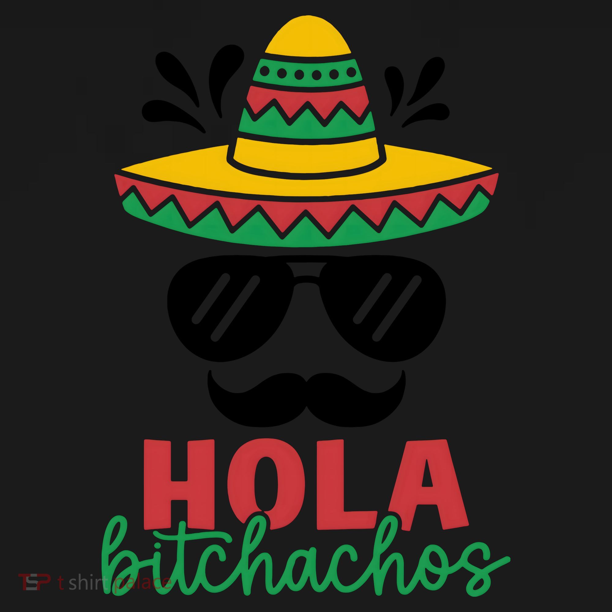 Hola Bitchachos Sombrero Sunglasses And Mustache Cinco De Mayo Mexico Vacation Coaster