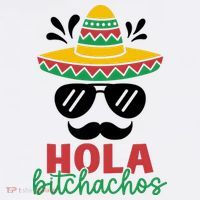 Hola Bitchachos Sombrero Sunglasses And Mustache Cinco De Mayo Mexico Vacation Women's Hoodie thumb 2