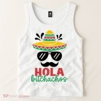 Hola Bitchachos Sombrero Sunglasses And Mustache Cinco De Mayo Mexico Vacation Tank Top thumb 2