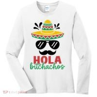 Hola Bitchachos Sombrero Sunglasses And Mustache Cinco De Mayo Mexico Vacation Women's Long Sleeve Shirt thumb 0