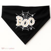 Halloween Boo Spider Web Spooky Season USA-Made Doggie Bandana thumb 0