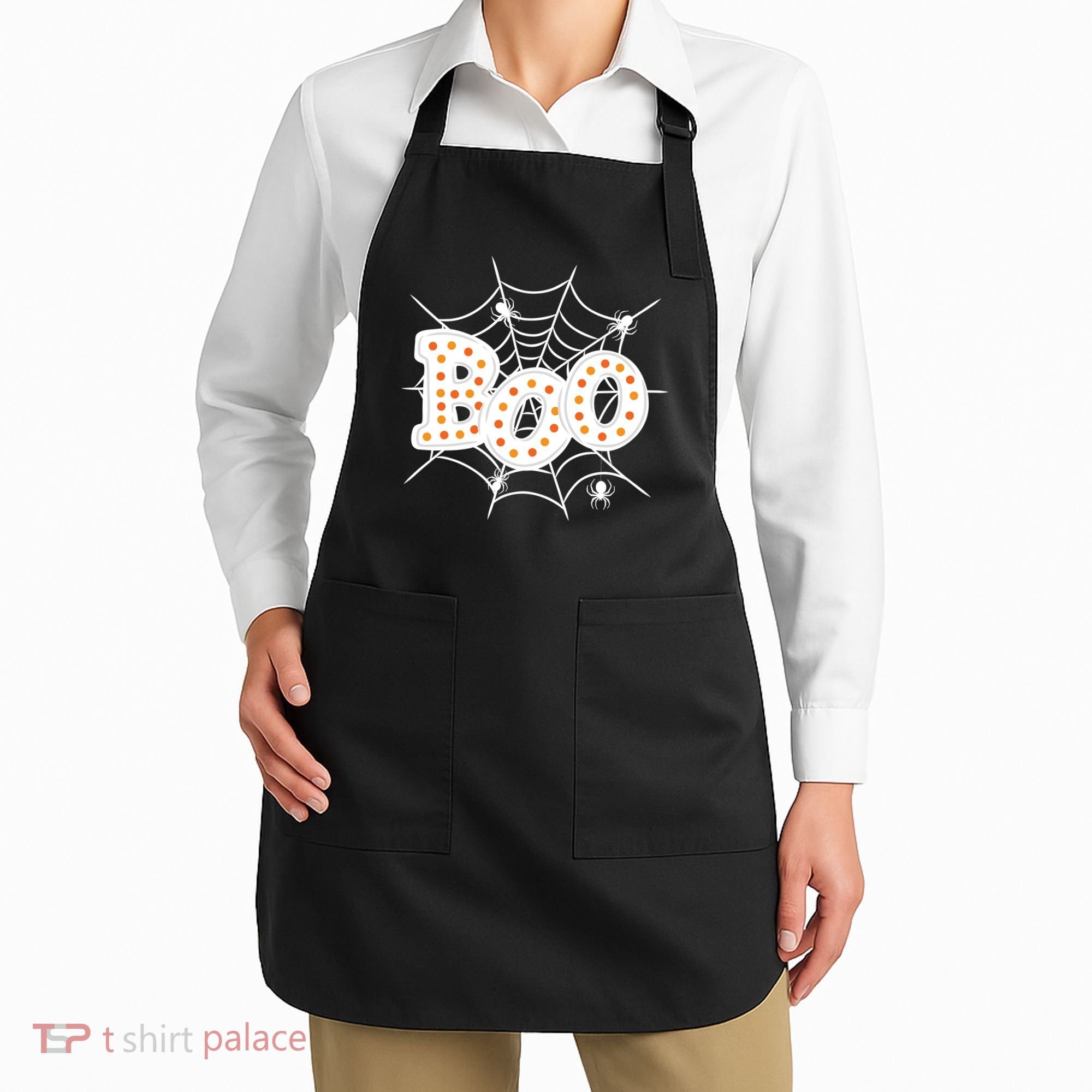 Halloween Boo Spider Web Spooky Season Apron