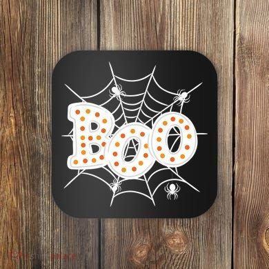 Halloween Boo Spider Web Spooky Season Coaster