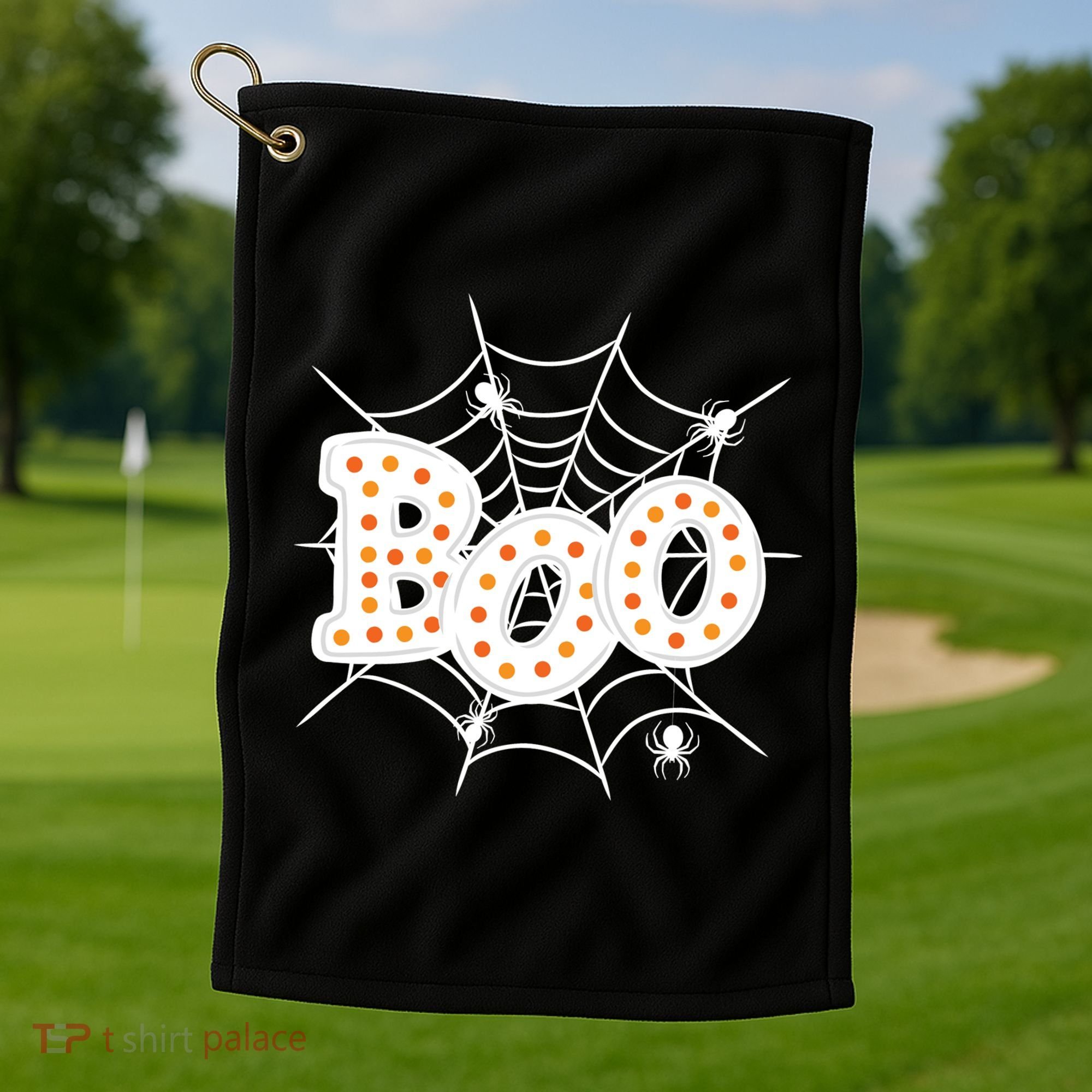Halloween Boo Spider Web Spooky Season Golf Towel