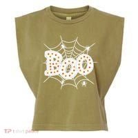 Halloween Boo Spider Web Spooky Season Garment-Dyed Women's Muscle Tee thumb 0