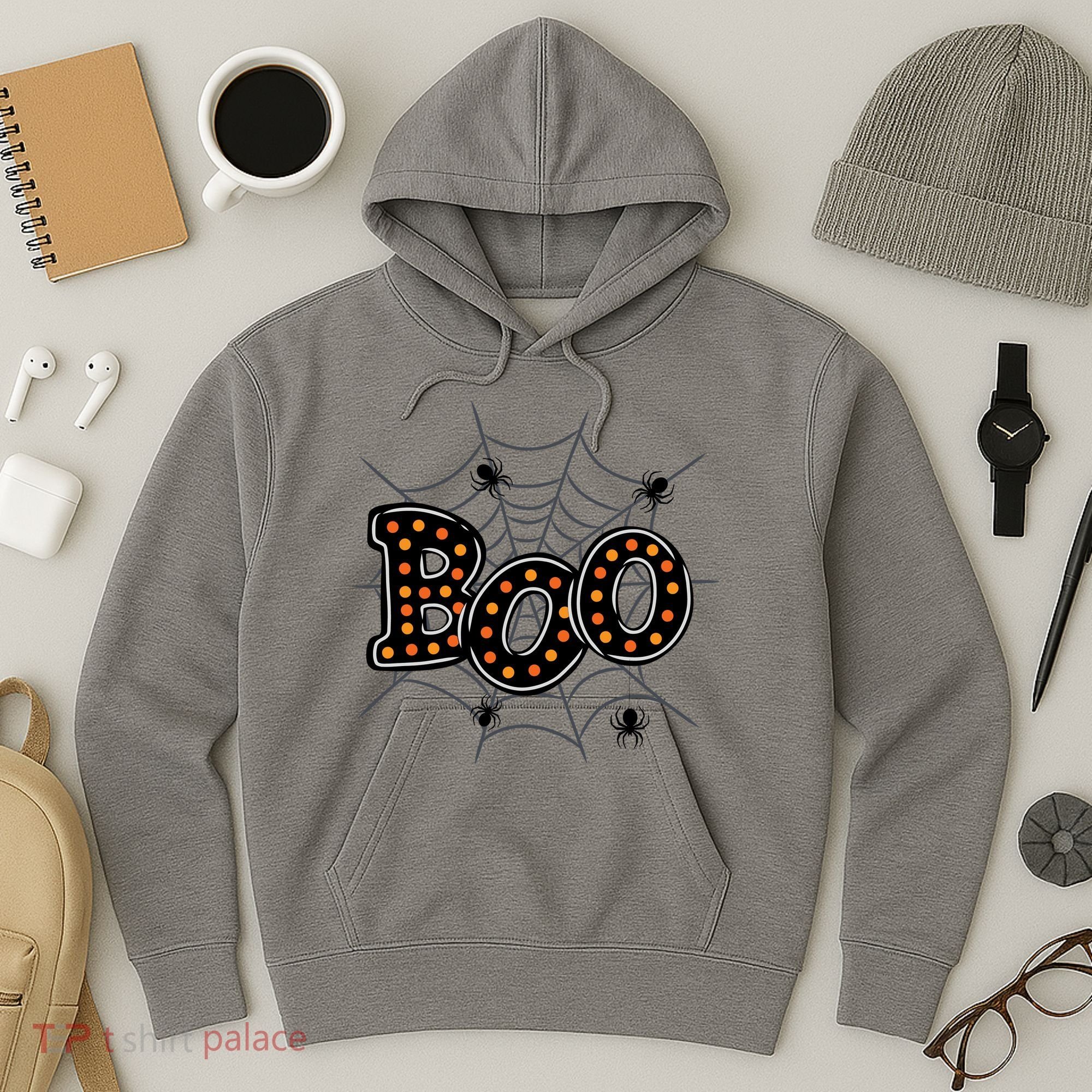 Halloween Boo Spider Web Spooky Season Hoodie