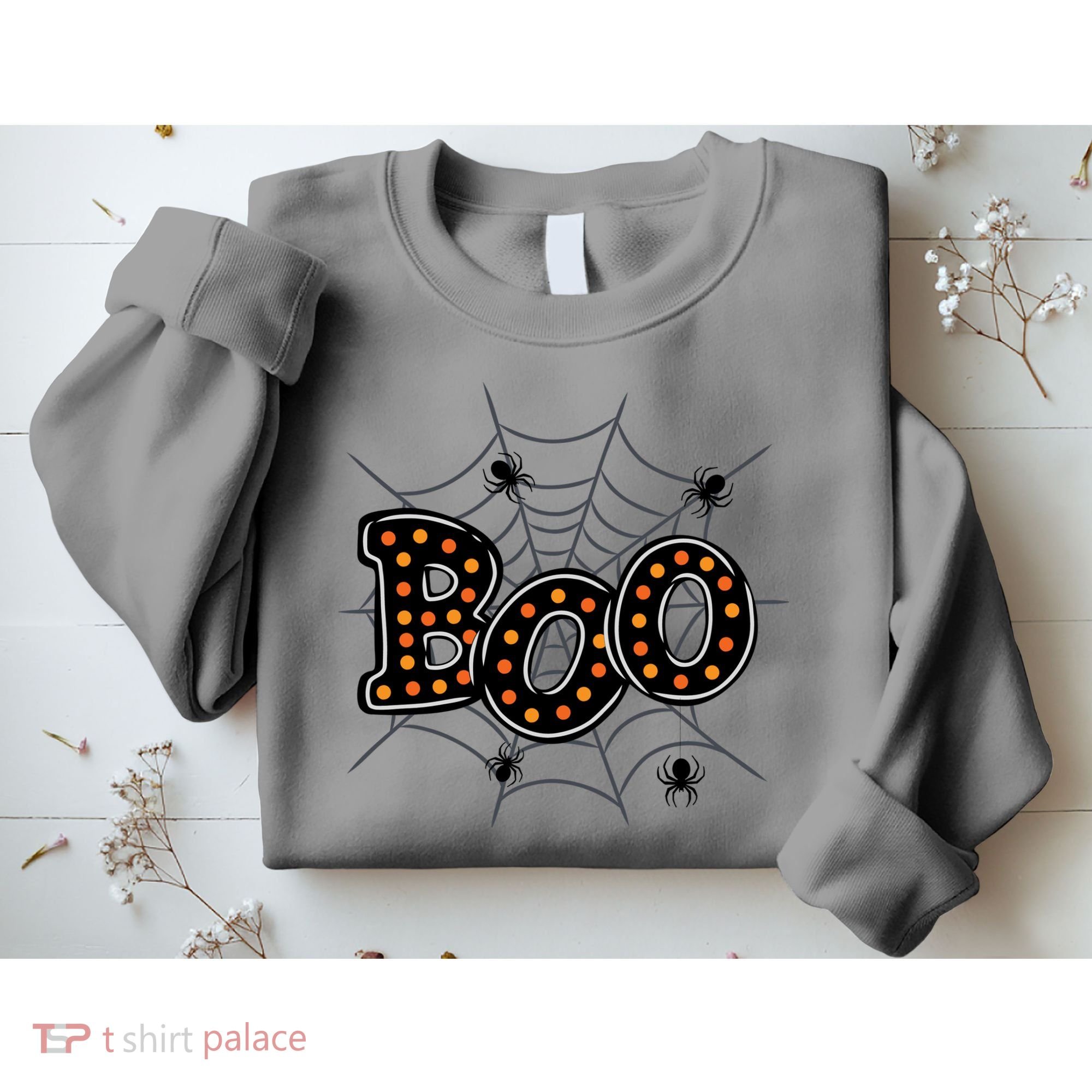 Halloween Boo Spider Web Spooky Season Sweatshirt