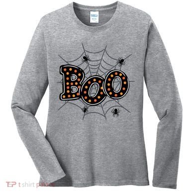 Halloween Boo Spider Web Spooky Season Women's Long Sleeve Shirt