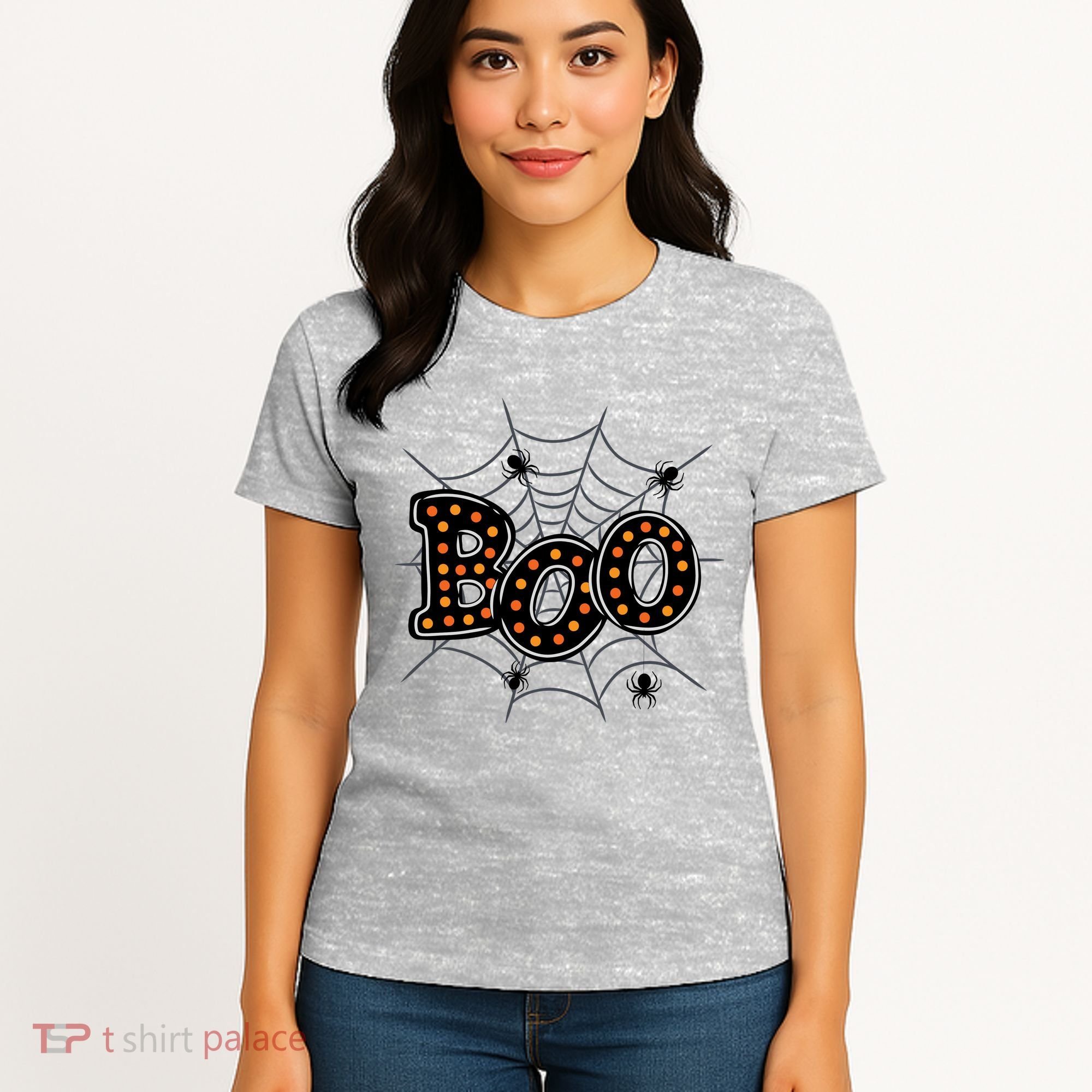 Halloween Boo Spider Web Spooky Season Women's T-Shirt