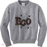 Halloween Boo Spider Web Spooky Season Kids Sweatshirt thumb 0