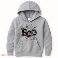 Halloween Boo Spider Web Spooky Season Kids Hoodie thumb 0