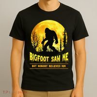 Halloween Bigfoot Saw Me Nobody Believes Him Funny T-Shirt thumb 3