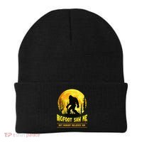 Halloween Bigfoot Saw Me Nobody Believes Him Funny Beanie thumb 0