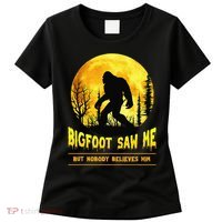 Halloween Bigfoot Saw Me Nobody Believes Him Funny Women's T-Shirt thumb 0