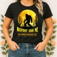 Halloween Bigfoot Saw Me Nobody Believes Him Funny Women's T-Shirt thumb 2