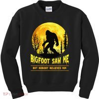 Halloween Bigfoot Saw Me Nobody Believes Him Funny Kids Sweatshirt thumb 0