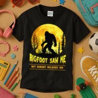 Halloween Bigfoot Saw Me Nobody Believes Him Funny Kids T-Shirt thumb 3