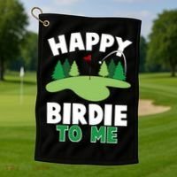 Happy Birdie To Me Golfing Golf Towel thumb 1