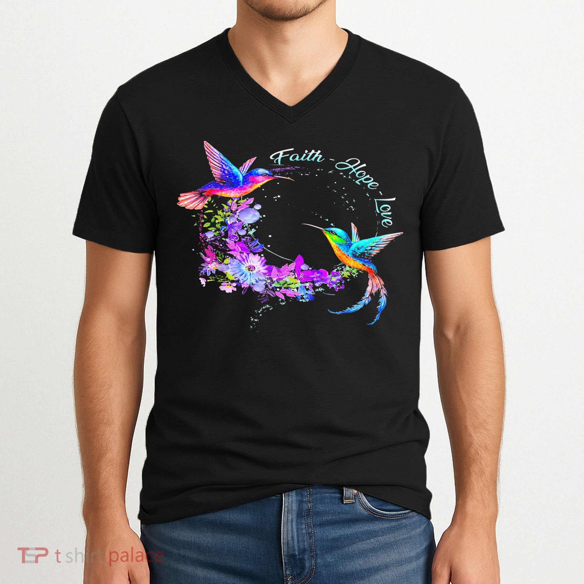 Hummingbird Bird Tree Beautiful Nature Spirit V-Neck T-Shirt