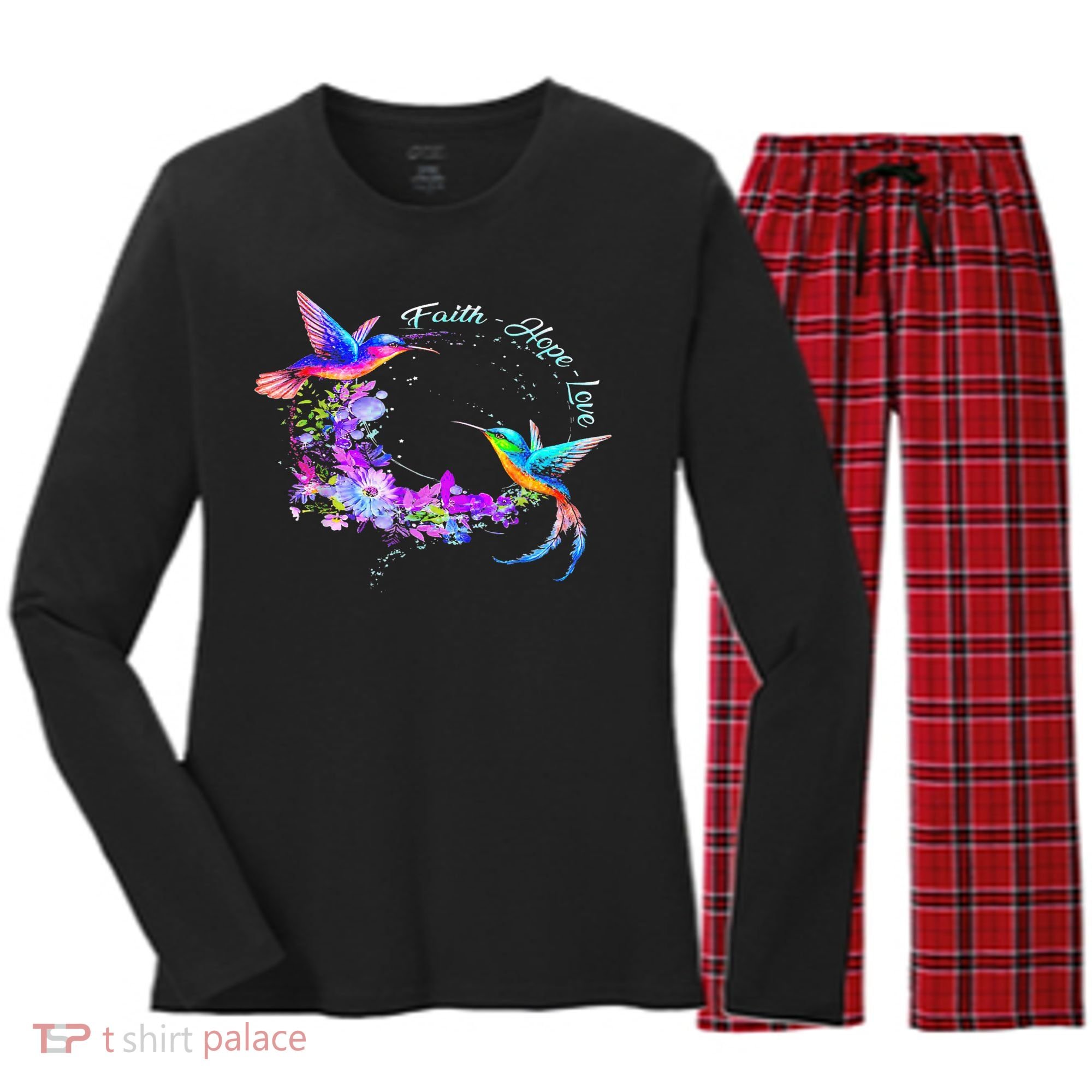 Hummingbird Bird Tree Beautiful Nature Spirit Women's Long Sleeve Flannel Pajama Set 
