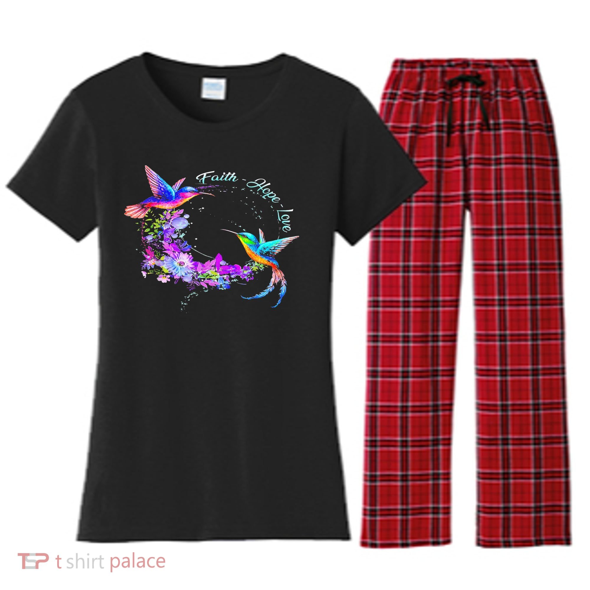 Hummingbird Bird Tree Beautiful Nature Spirit Women's Flannel Pajama Set