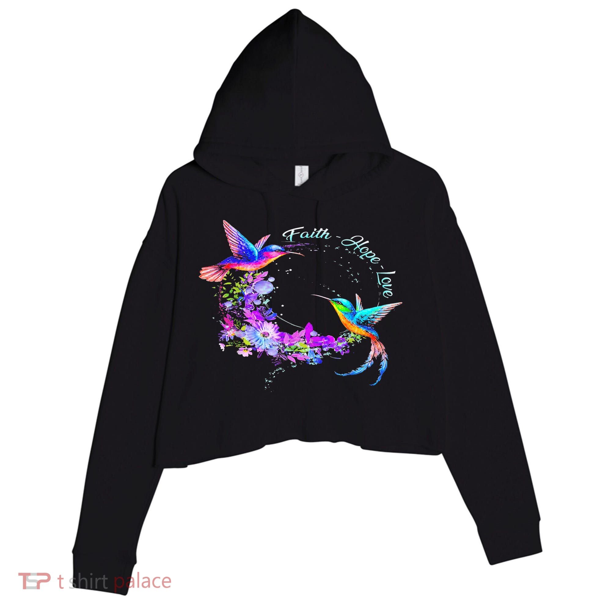 Hummingbird Bird Tree Beautiful Nature Spirit Crop Fleece Hoodie
