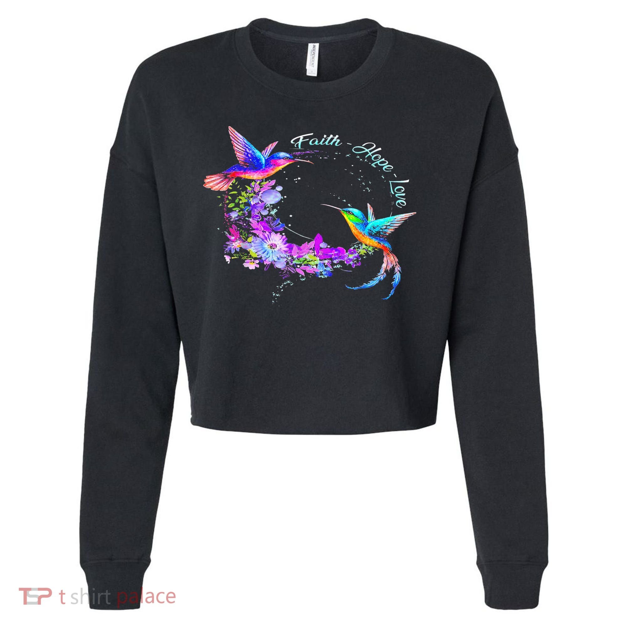 Hummingbird Bird Tree Beautiful Nature Spirit Cropped Pullover Crew