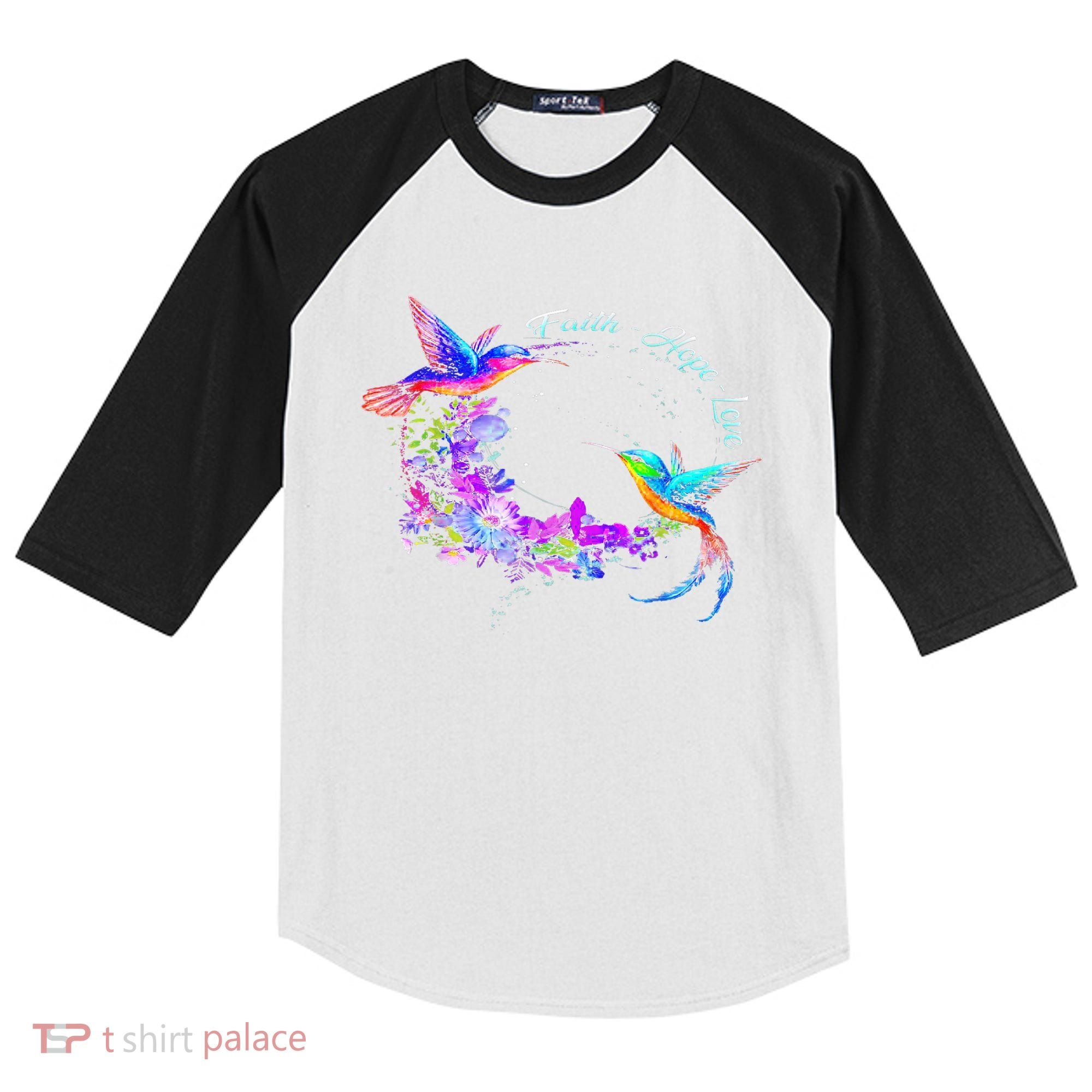Hummingbird Bird Tree Beautiful Nature Spirit Kids Colorblock Raglan Jersey