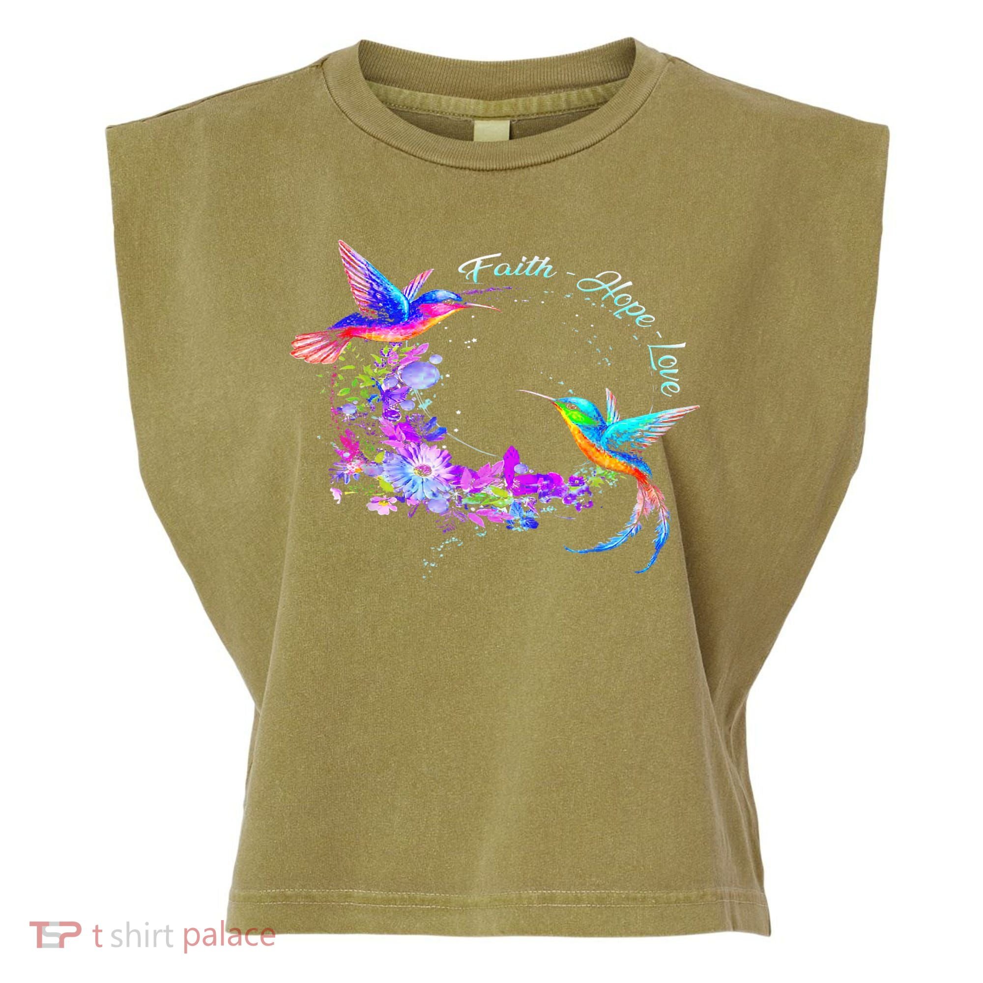 Hummingbird Bird Tree Beautiful Nature Spirit Garment-Dyed Women's Muscle Tee