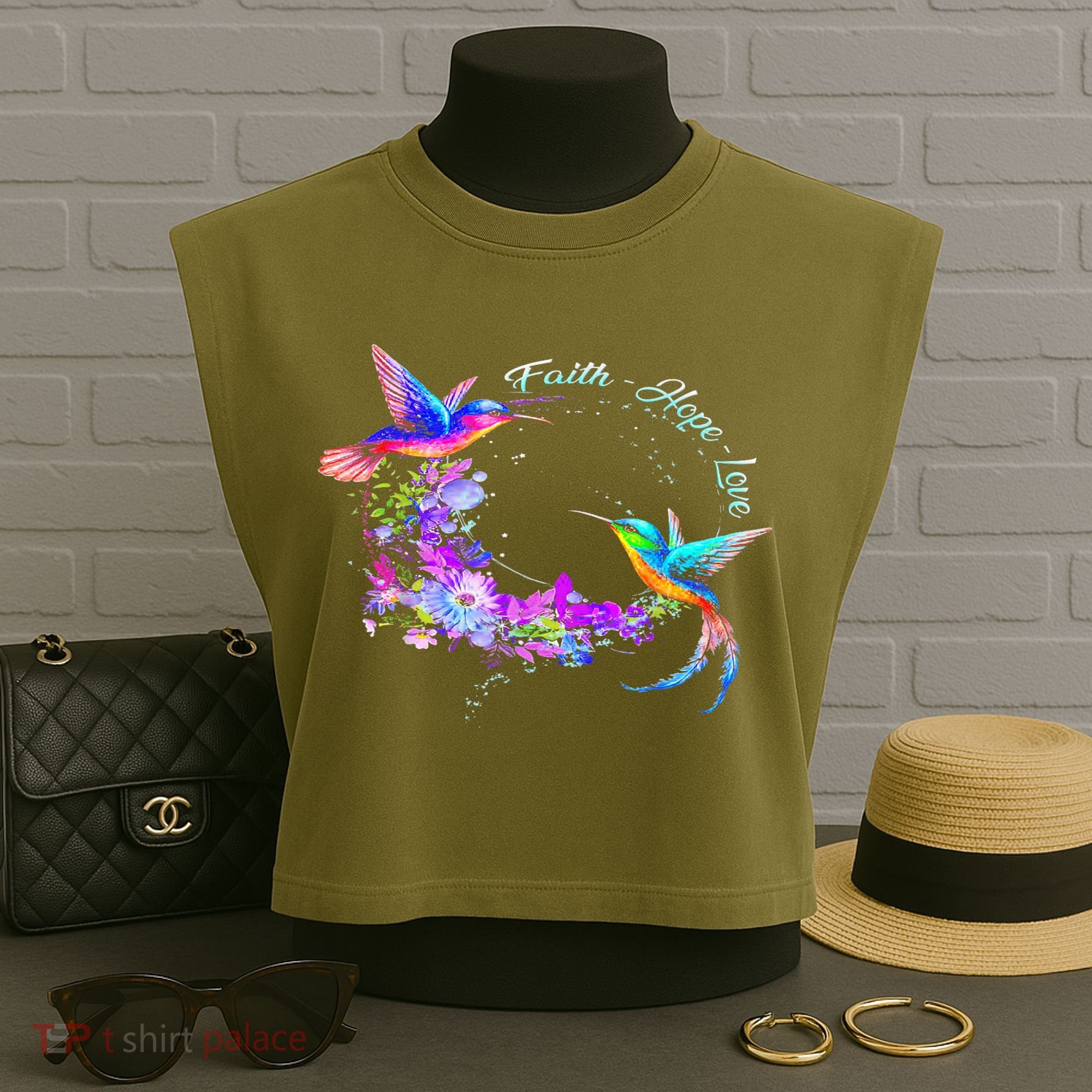 Hummingbird Bird Tree Beautiful Nature Spirit Garment-Dyed Women's Muscle Tee