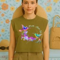 Hummingbird Bird Tree Beautiful Nature Spirit Garment-Dyed Women's Muscle Tee thumb 4