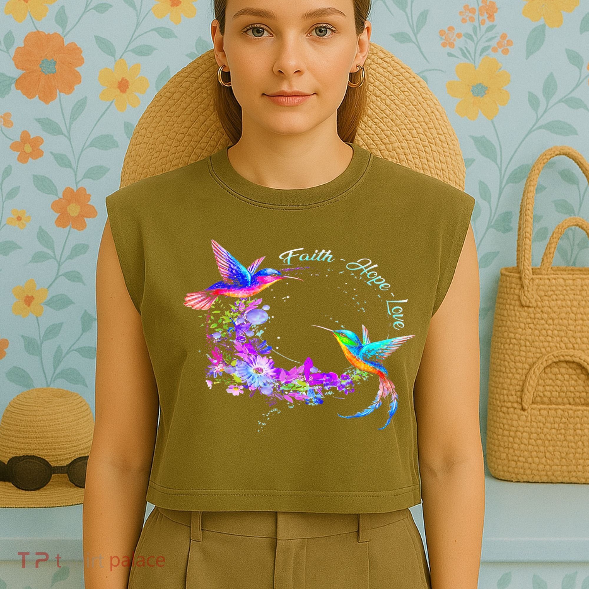 Hummingbird Bird Tree Beautiful Nature Spirit Garment-Dyed Women's Muscle Tee