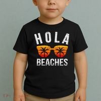 Hola Beaches Tank Top Funny Beach Vacation Shirt Summer Toddler T-Shirt thumb 2