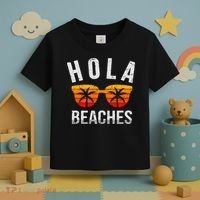 Hola Beaches Tank Top Funny Beach Vacation Shirt Summer Toddler T-Shirt thumb 3
