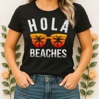 Hola Beaches Tank Top Funny Beach Vacation Shirt Summer Women's T-Shirt thumb 2