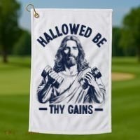 Hallowed Be Thy Gains Golf Towel thumb 1