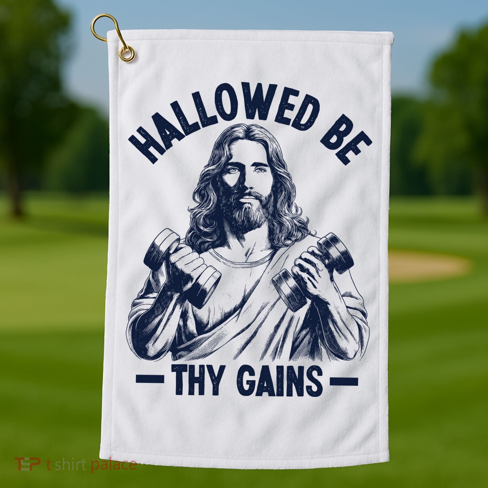 Hallowed Be Thy Gains Golf Towel