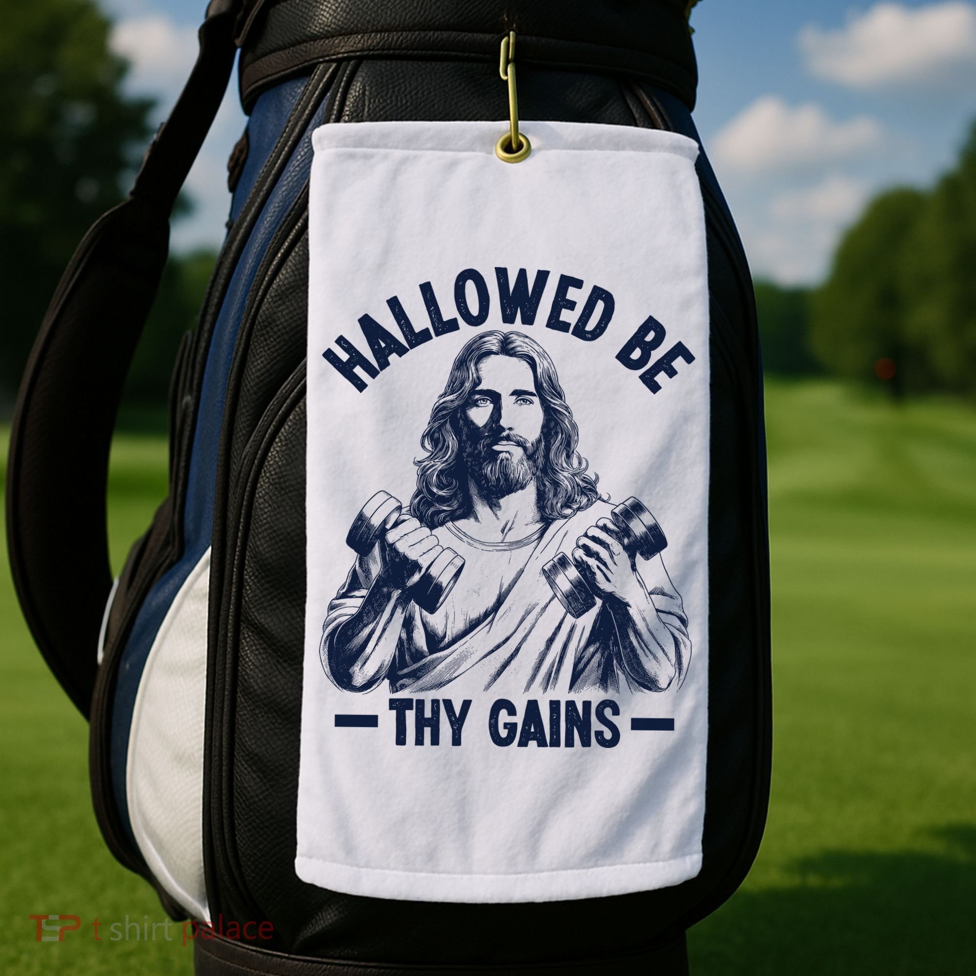 Hallowed Be Thy Gains Golf Towel