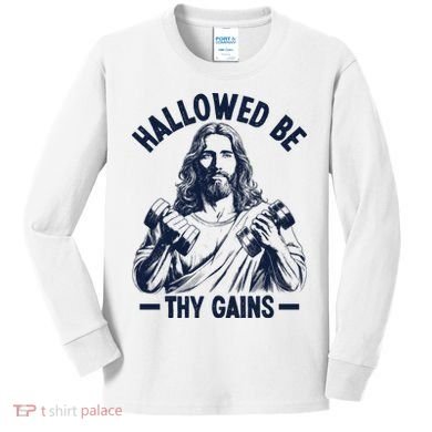 Hallowed Be Thy Gains Kids Long Sleeve Shirt