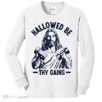Hallowed Be Thy Gains Kids Long Sleeve Shirt thumb 0