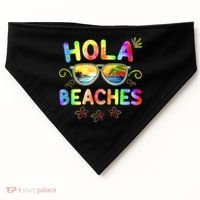 Hola Beaches Tie Dye Funny Beach Vacation Summer USA-Made Doggie Bandana thumb 0