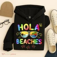Hola Beaches Tie Dye Funny Beach Vacation Summer Hoodie thumb 4