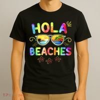 Hola Beaches Tie Dye Funny Beach Vacation Summer T-Shirt thumb 3