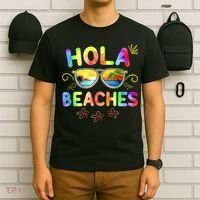 Hola Beaches Tie Dye Funny Beach Vacation Summer T-Shirt thumb 6