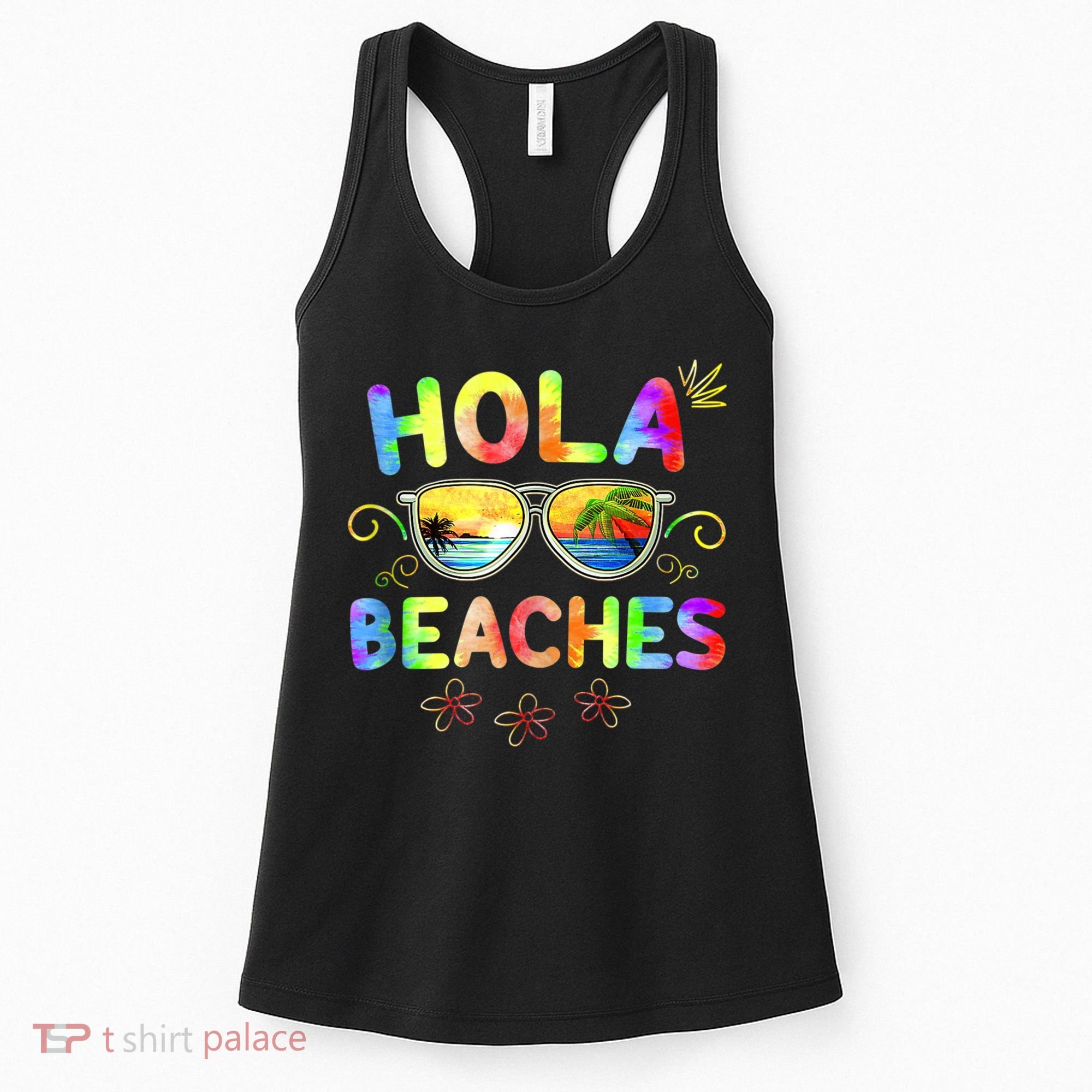 Hola Beaches Tie Dye Funny Beach Vacation Summer Women's Tank Top