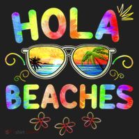Hola Beaches Tie Dye Funny Beach Vacation Summer Hat thumb 2