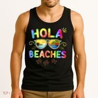 Hola Beaches Tie Dye Funny Beach Vacation Summer Tank Top thumb 3